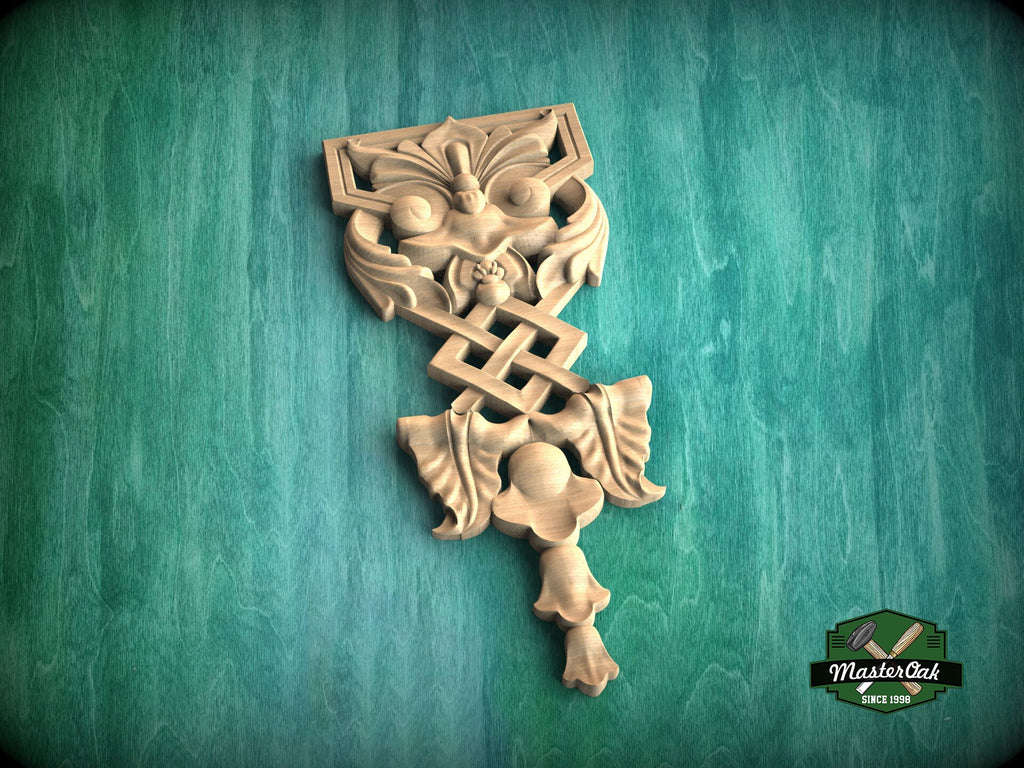 Exquisite Wooden Carved Onlay - Elegance Meets Timeless Craftsmanship, 1 pc, Unpainted, decorative wood trim
