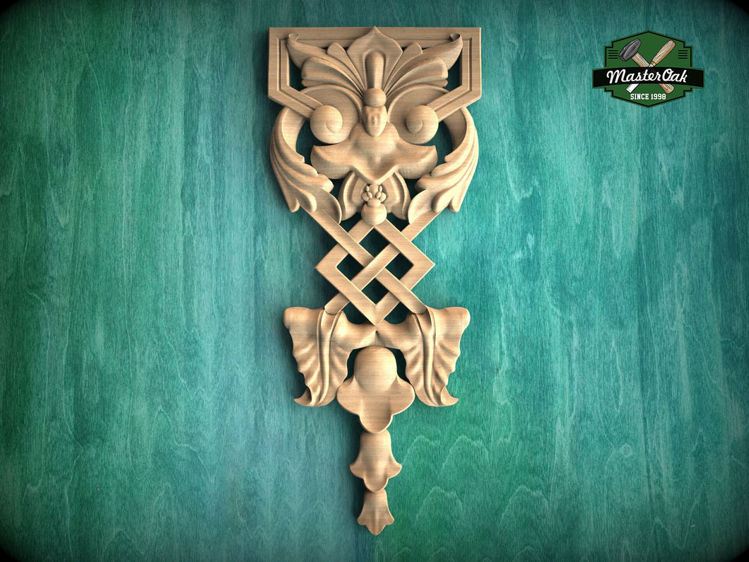 Exquisite Wooden Carved Onlay - Elegance Meets Timeless Craftsmanship, 1 pc, Unpainted, decorative wood trim