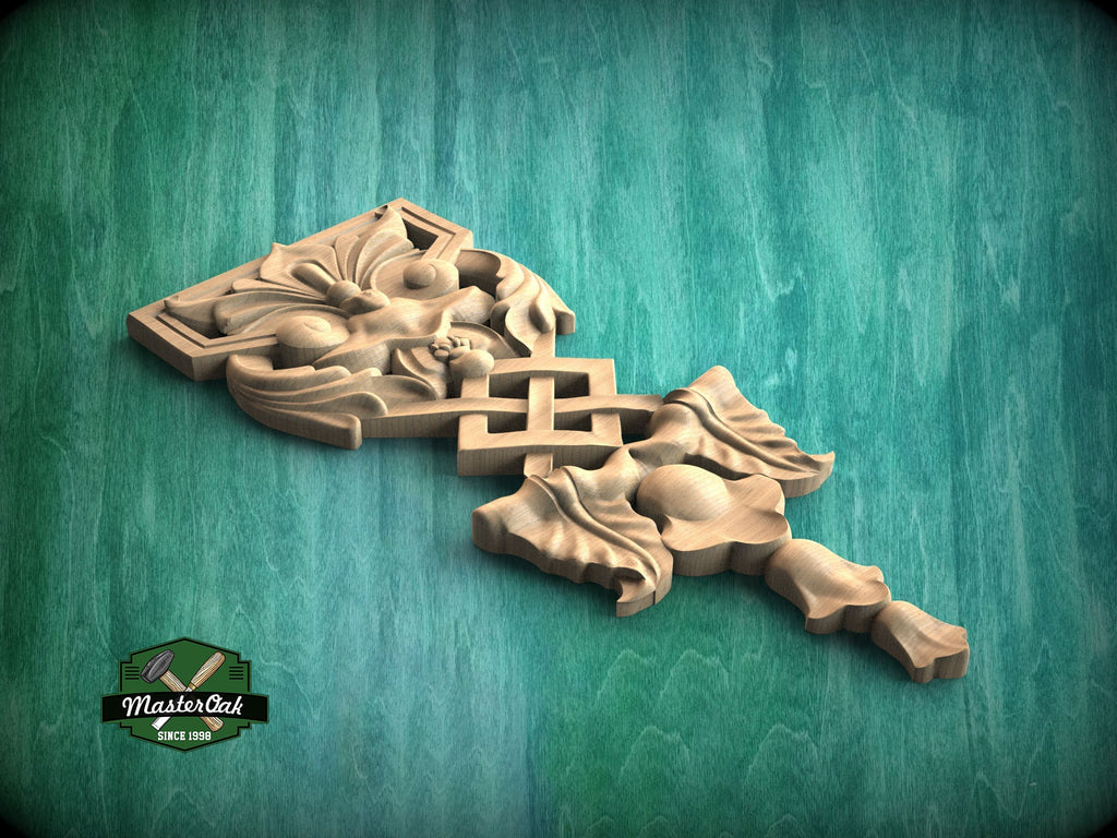 Exquisite Wooden Carved Onlay - Elegance Meets Timeless Craftsmanship, 1 pc, Unpainted, decorative wood trim