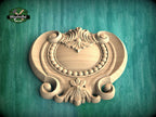 Baroque Splendor: Acanthus & Beadwork Wooden Carved Onlay, Unpainted, 1pc, Home Wall Embellishments, Furniture Carving, Ornamental Woodwork