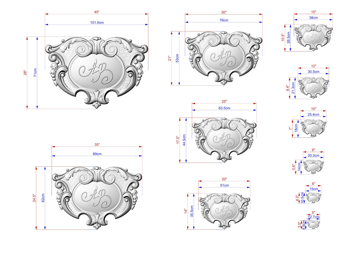 Monogrammed Elegance: Customizable Crest Wooden Onlay, Unpainted, 1pc, Home Wall Embellishments, Furniture Carving
