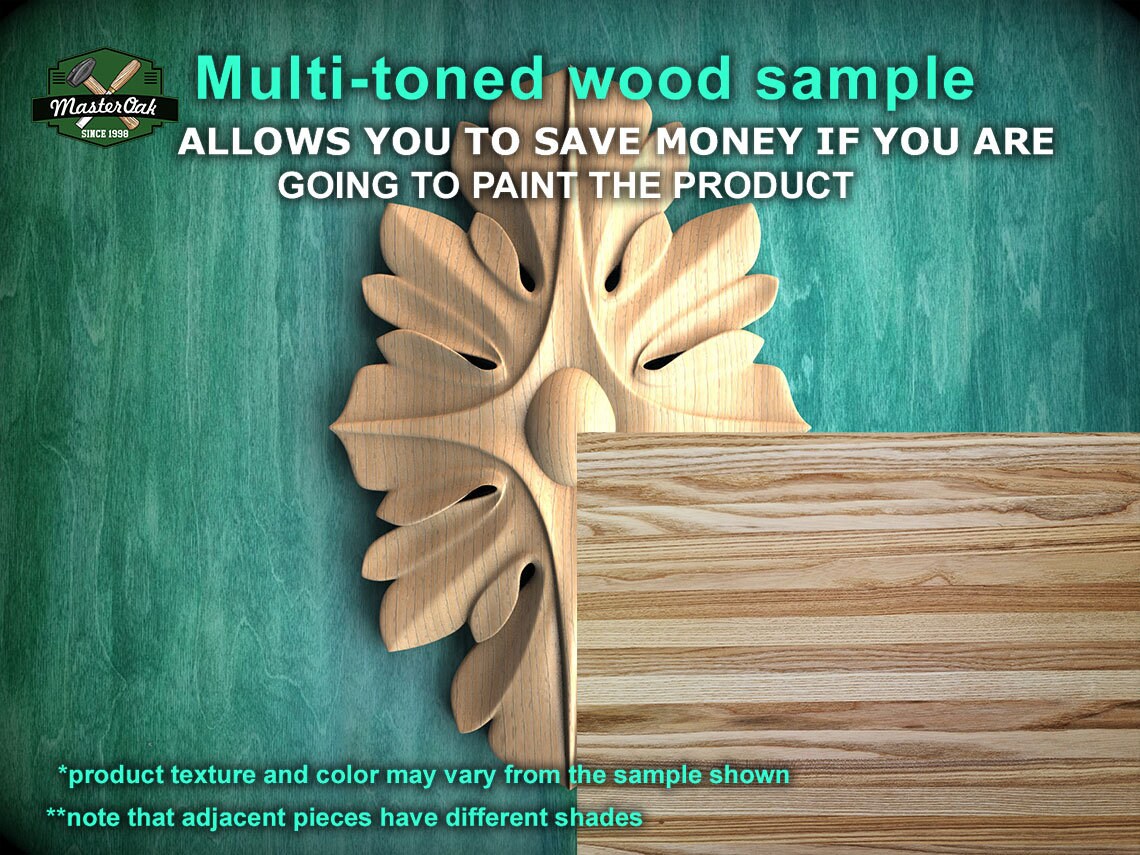 Elegant Wood Interior Rosette – Artisan Crafted, 1pc, Unpainted, Carved Onlay, Wooden Rosette, Applique furniture decor, Vertical Onlay
