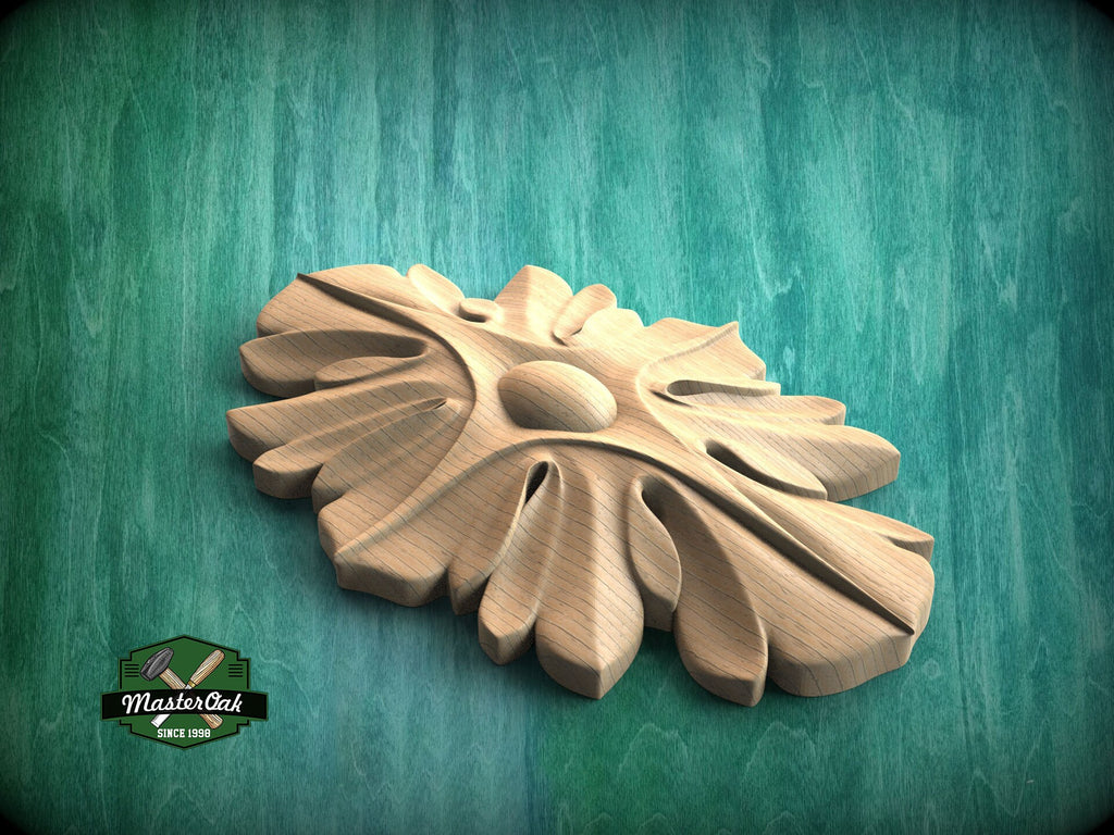 Elegant Wood Interior Rosette – Artisan Crafted, 1pc, Unpainted, Carved Onlay, Wooden Rosette, Applique furniture decor, Vertical Onlay