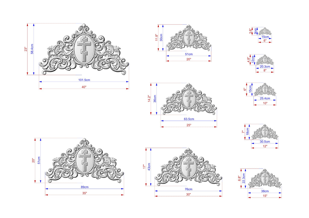 Eternal Faith Carved Onlay with Cross, Unpainted, 1pc, Home Wall Embellishments, Furniture Carving, Ornamental Woodwork