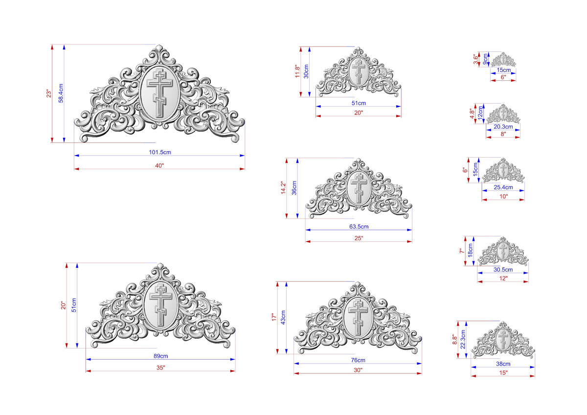 Eternal Faith Carved Onlay with Cross, Unpainted, 1pc, Home Wall Embellishments, Furniture Carving, Ornamental Woodwork