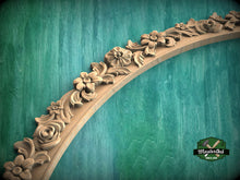 Load image into Gallery viewer, Blossoming Arch: Floral Wood Carving, 1pc, Unpainted, Home Wall Embellishments, Furniture Carving, Wood Onlay
