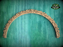 Load image into Gallery viewer, Blossoming Arch: Floral Wood Carving, 1pc, Unpainted, Home Wall Embellishments, Furniture Carving, Wood Onlay
