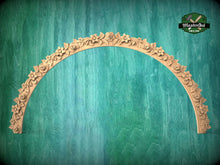 Load image into Gallery viewer, Blossoming Arch: Floral Wood Carving, 1pc, Unpainted, Home Wall Embellishments, Furniture Carving, Wood Onlay
