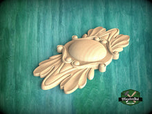 Load image into Gallery viewer, Vertical Carved Wooden Rosette with Leaf Scrollwork, Renaissance Inspired Decor, 1pc, Unfinished, Home Wall Embellishments, Wood Onlay
