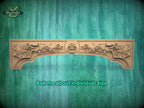 Elegant Handcrafted Wooden Range Hood Pediment, Vineyard-Inspired Kitchen Decor, 1pc, Unpainted, Home Wall Decoration, Furniture Carving