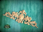 Decorative Onlay with Fleuron, Wood Carving, Unpainted, 1pc, Home Wall Embellishments, Furniture Carving, Ornamental Woodwork
