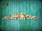 Decorative Onlay with Fleuron, Wood Carving, Unpainted, 1pc, Home Wall Embellishments, Furniture Carving, Ornamental Woodwork