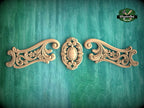 Rococo-Style Carved Wood Onlay for Elegant Furniture and Fireplace Decor, 1pc, Unpainted, Home Wall Embellishments, Furniture Carving