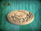 Majestic Peafowl: Regal Round Carved Wooden Rosette, 1 pc, Unpainted, Decorative Rosettes, Home Wall Embellishments, Round Wooden Onlays