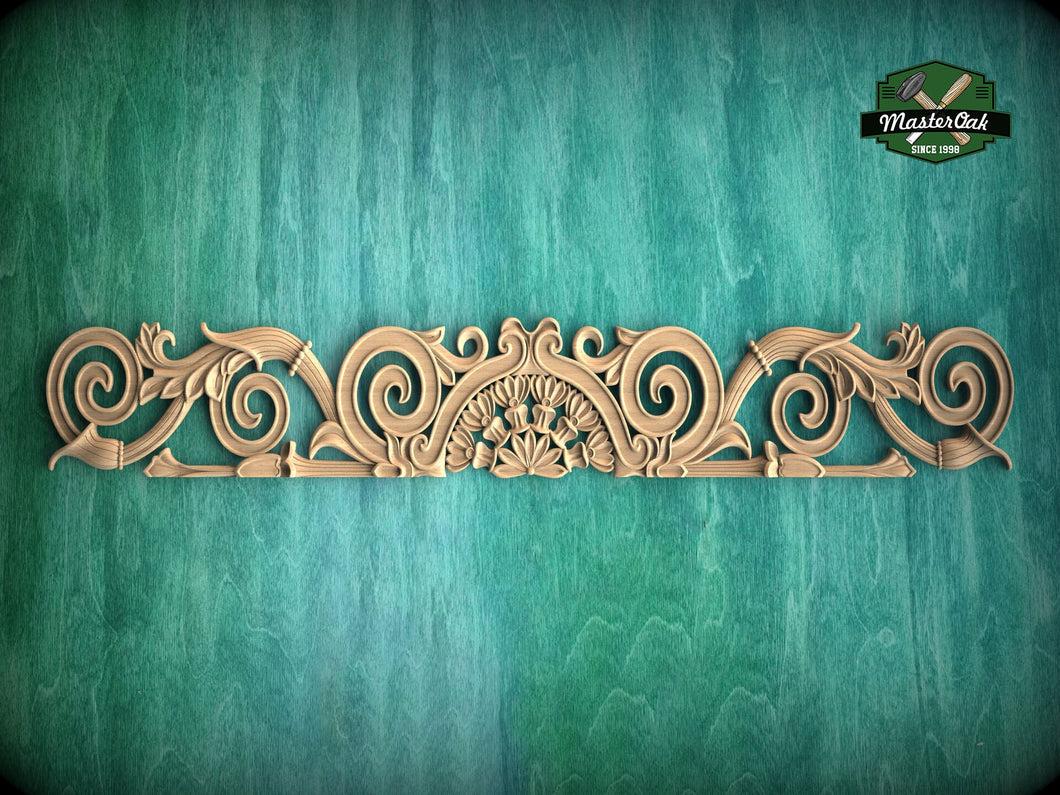 Victorian Floral Scrollwork Carved Wood Onlay, Classic Elegance, Eco-Friendly Decor, 1pc, Unfinished, Home Wall Embellishments