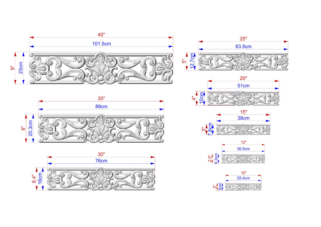 Classical Seashell Carved Wood Applique, Rococo-Inspired Onlay, 1pc, Unpainted, horizontal decor, carved decoration of wood, wooden onlay
