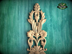 Vertical Carved Roses Wooden Applique, Romantic Floral Decor, Unfinished, 1pc,  Furniture Carving, Wood Onlay