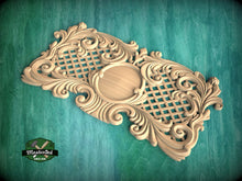 Load image into Gallery viewer, Carved Wooden Lattice Panel, Classical Design Element, Carved Wood Onlay, 1pc, Unpainted, Furniture Carving, Wood Onlay
