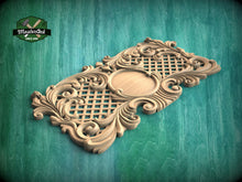 Load image into Gallery viewer, Carved Wooden Lattice Panel, Classical Design Element, Carved Wood Onlay, 1pc, Unpainted, Furniture Carving, Wood Onlay
