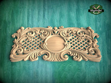 Load image into Gallery viewer, Carved Wooden Lattice Panel, Classical Design Element, Carved Wood Onlay, 1pc, Unpainted, Furniture Carving, Wood Onlay
