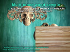 Gothic Elegance Wooden Applique, 1 pc, Horizontal wooden floral center onlay with skull, horizontal decor, carved decoration of wood