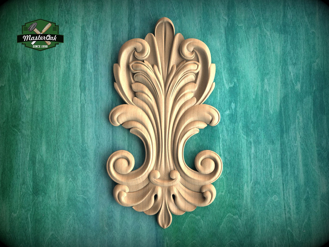 Swirling Elegance: Symphonic Wooden Onlay, 1 pc, Unpainted, Home Wall Embellishments, wooden trims, wood wall art decor