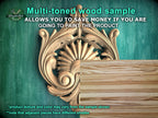Sunburst Central Wooden Onlay with Elegant Scrollwork, 1 pc, Unpainted, Home Wall Embellishments, wooden trims