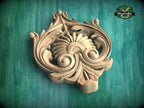 Sunburst Central Wooden Onlay with Elegant Scrollwork, 1 pc, Unpainted, Home Wall Embellishments, wooden trims