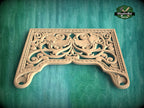 Baroque Inspired Central Carved Wood Panel with Acanthus Leaves, 1pc, Unpainted, carved decoration of wood, wooden onlay