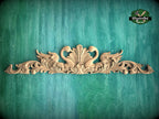 Romantic Swans Wood Carving, Symmetrical Love Design, 1pc, Unpainted, horizontal decor, carved decoration of wood, wooden onlay