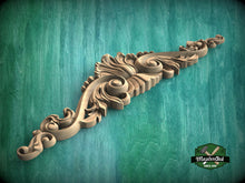 Load image into Gallery viewer, Traditional Acanthus Sweep Wooden Decorative Onlay, Wooden Carved Horizontal Furniture Applique Onlay, 1pc, Unfinished, Furniture Carving
