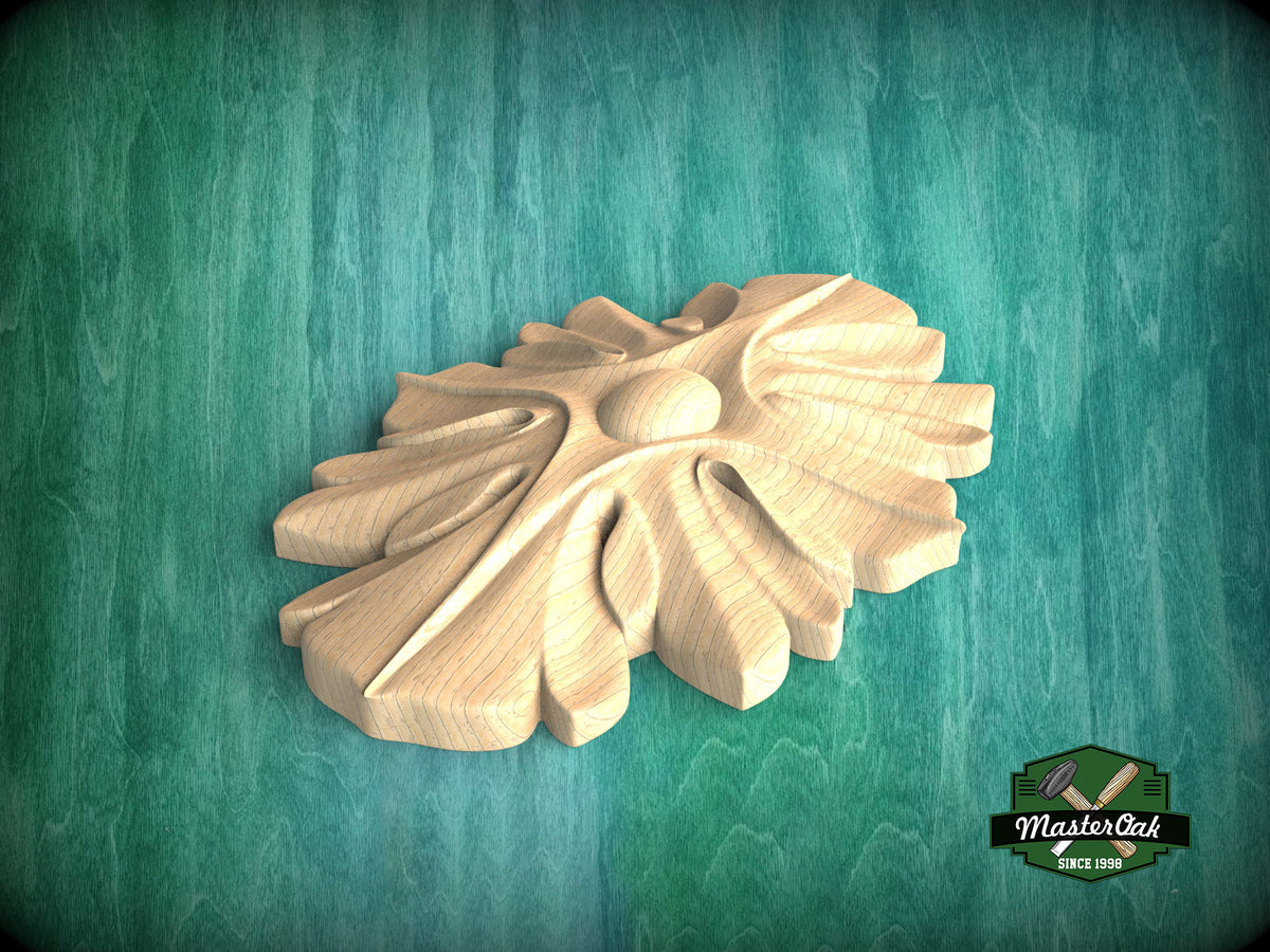 Elegant Wood Interior Rosette – Artisan Crafted, 1pc, Unpainted, Carved Onlay, Wooden Rosette, Applique furniture decor, Vertical Onlay