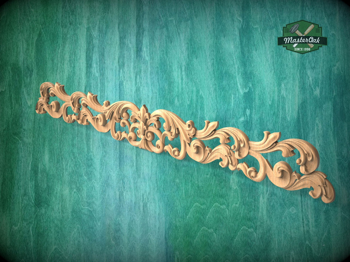 Traditional Acanthus Scroll Wood Onlay, Sophisticated Furniture Applique, Eco-Friendly Decor, 1pc, Unfinished, Home Wall Embellishments