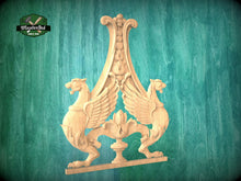 Load image into Gallery viewer, Natural Wood Griffin Onlay, Protective Mythical Creatures, Luxurious Architectural Decor, Unpainted, 1pc, Home Wall Embellishments
