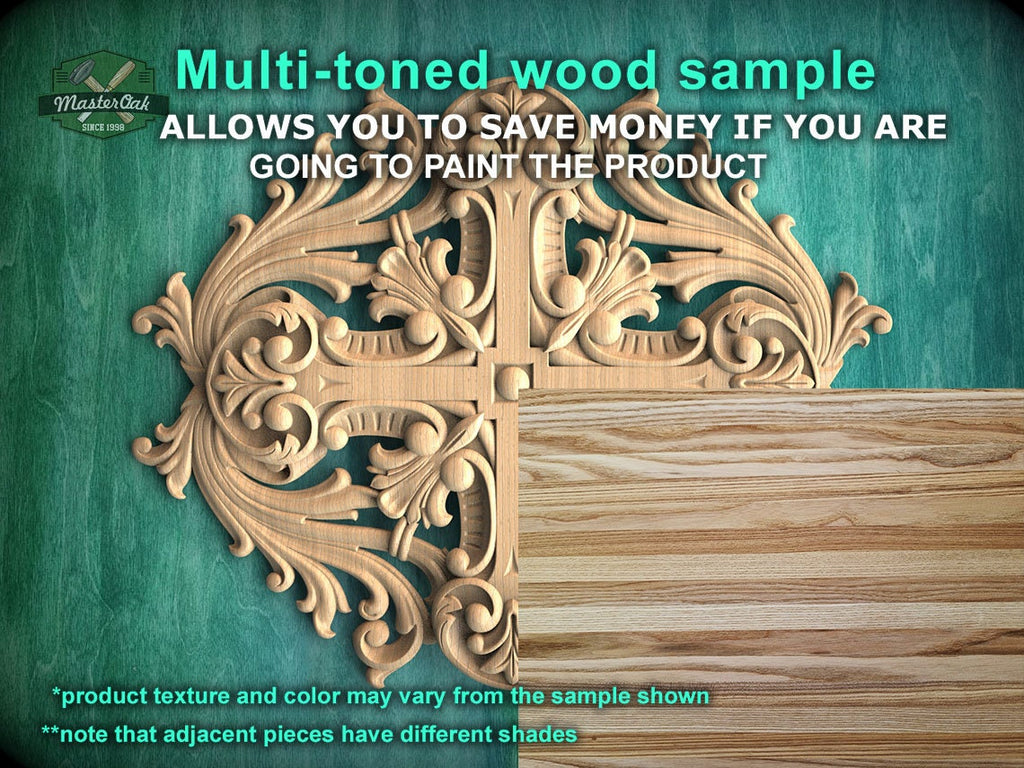 Elegant Acanthus and Cross Wood Carving, Ornamental Wood Aplique with Renaissance Inspired  Design, Unpainted, 1pc, Home Wall Embellishments