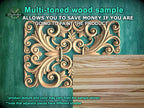 Baroque Elegance: Handcrafted Wooden Panel, Carved Wood Onlay, 1pc, Unpainted, Furniture Carving, Wood Onlay