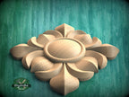 Square Carved Wood Rosette, Interior Design Element – Carved Adornment, 1 piece, Unpainted, Home Wall Embellishments, Wood Wall Art Decor