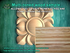 Square Carved Wood Rosette, Interior Design Element – Carved Adornment, 1 piece, Unpainted, Home Wall Embellishments, Wood Wall Art Decor