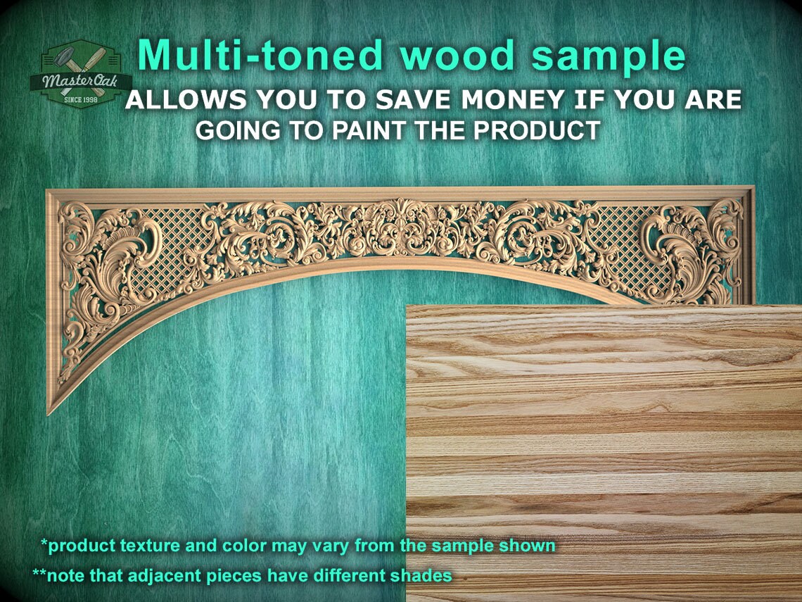 Baroque Elegance: Carved Wooden Lattice Arch, 1pc, Unpainted, Home Wall Embellishments, Furniture Carving, Wood Onlay