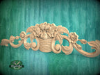 Elegant Carved Wooden Rose Basket - Decorative Onlay Piece, 1pc, Unpainted, horizontal decor, carved decoration of wood, wooden onlay