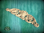 Floral Wood Carving Onlay - Ornate Scrollwork Accent Piece, 1pc, Unpainted, Home Wall Embellishments, Furniture Carving