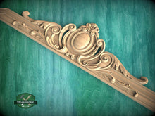 Load image into Gallery viewer, Personalized Horizontal Wood Applique With Floral Motif, 1 pc, Unpainted, carved decoration of wood, wooden onlay
