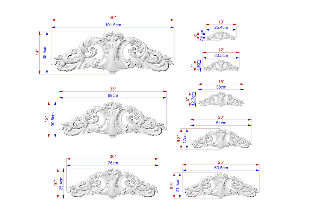 Regal Acanthus Wood Onlay, Classical Leaf Carved Overlay, Furniture Carving, Wood Onlay, 1pc, Unpainted