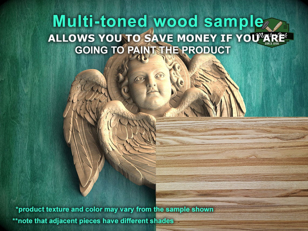 Cherubic Grace: Hand-Carved Wooden Angel, 1pc, Angel with wings, Carved Angel, religion decor, carved decoration of wood, wooden onlay