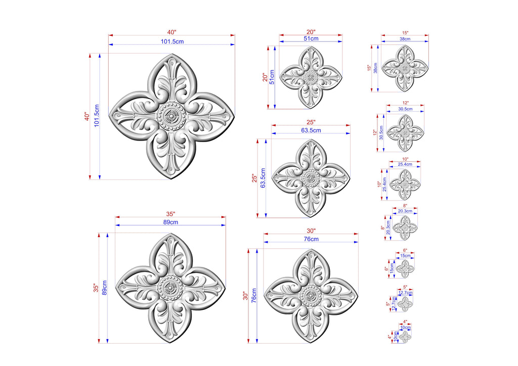Central Rose Carved Wood Applique, Floral Wood Onlay with Rose Center, 1pc, Home Wall Embellishments, Furniture Carving, Unpainted
