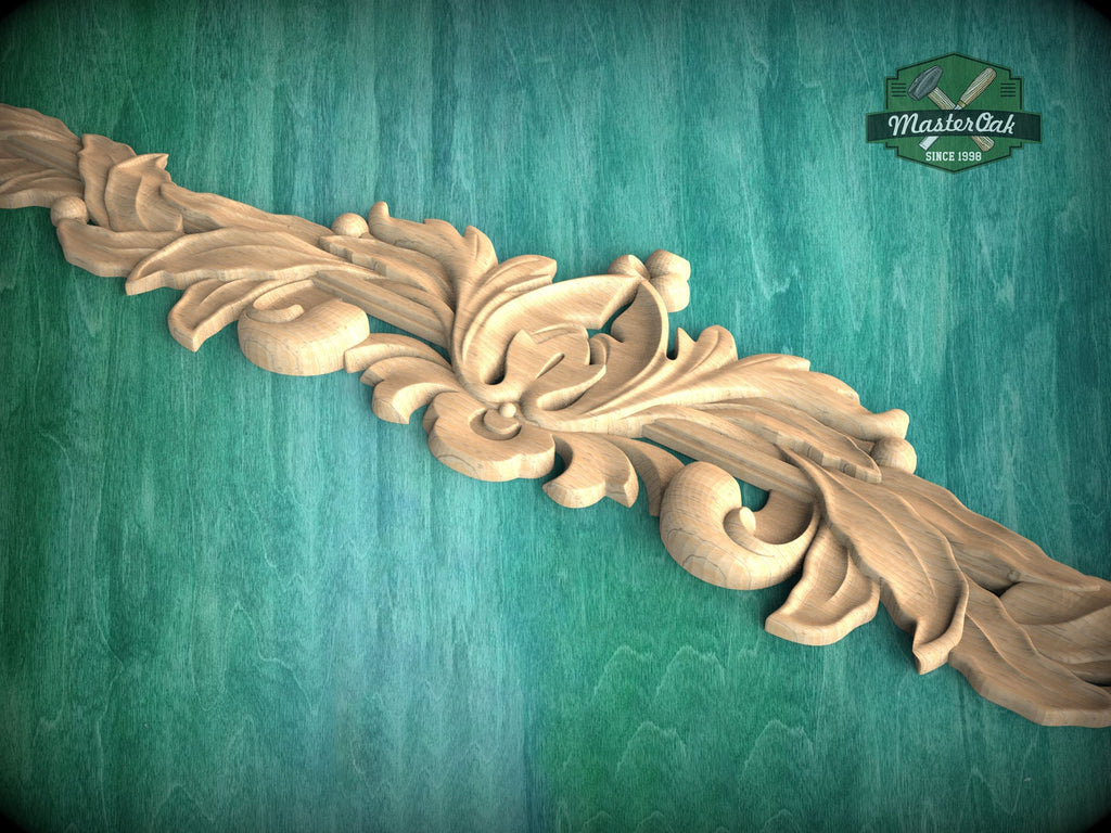 Exquisite Horizontal Carved Element, Interior Classic, 1pc, Unpainted, horizontal decor, carved decoration of wood, wooden onlay