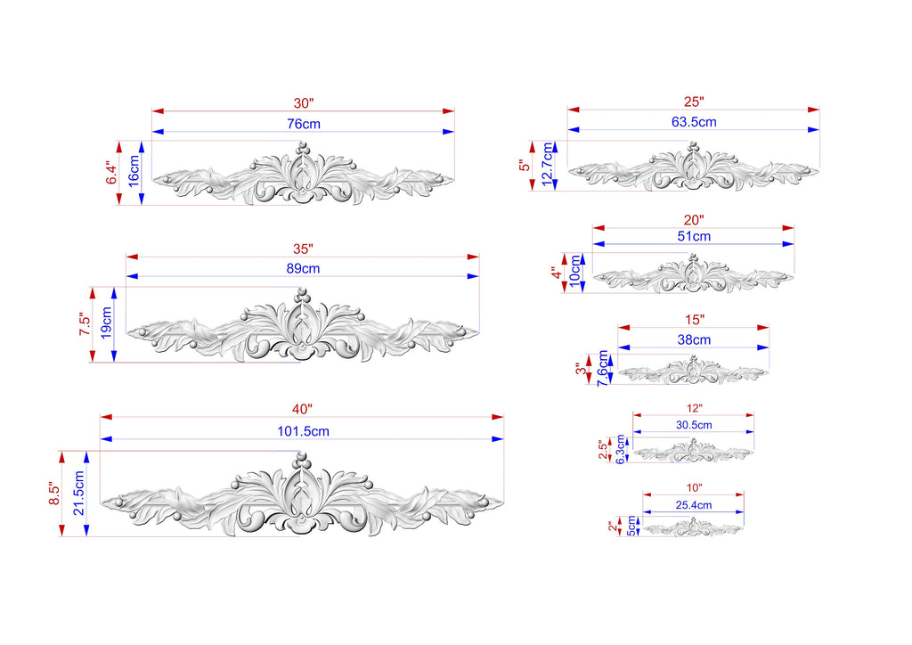 Exquisite Horizontal Carved Element, Interior Classic, 1pc, Unpainted, horizontal decor, carved decoration of wood, wooden onlay