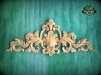 Decorative Onlay with Fleuron, Wood Carving, Unpainted, 1pc, Home Wall Embellishments, Furniture Carving, Ornamental Woodwork
