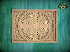 Carved Cross Foliage Panel, Symbolic Religious Artwork, Wooden Panel, 1pc, Unpainted, Furniture Carving, Architectural Woodwork