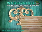 Regal Elegance: Ornamental Wooden Crest Applique, 1pc, Unpainted, Decorative Wood Trim, Wood Carved Applique Onlay, Home Wall Embellishments